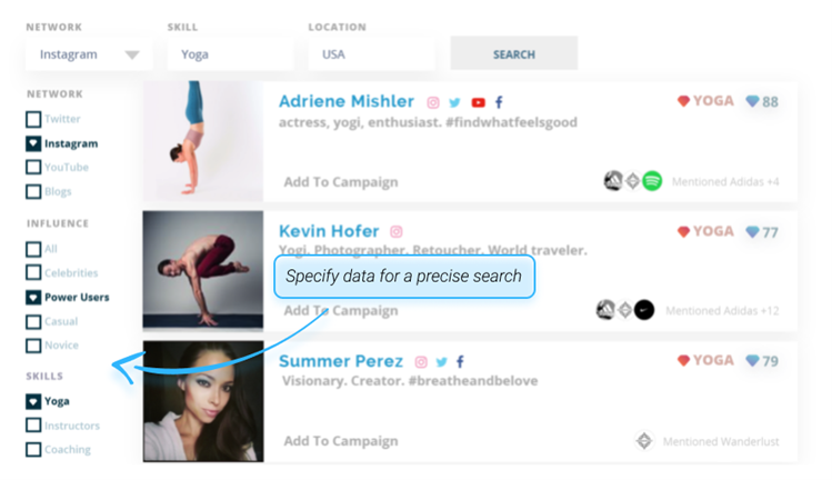 klear influencer search