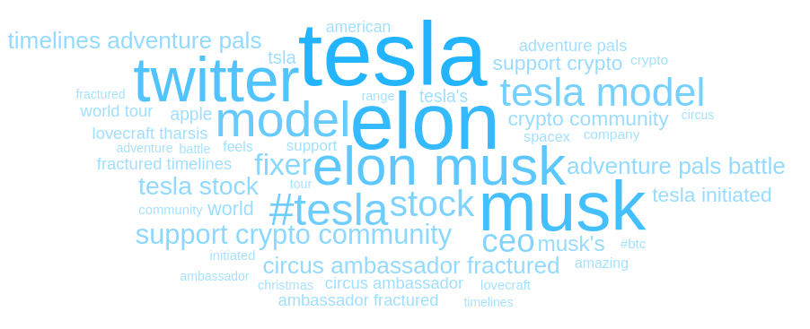 The Topic cloud for Tesla