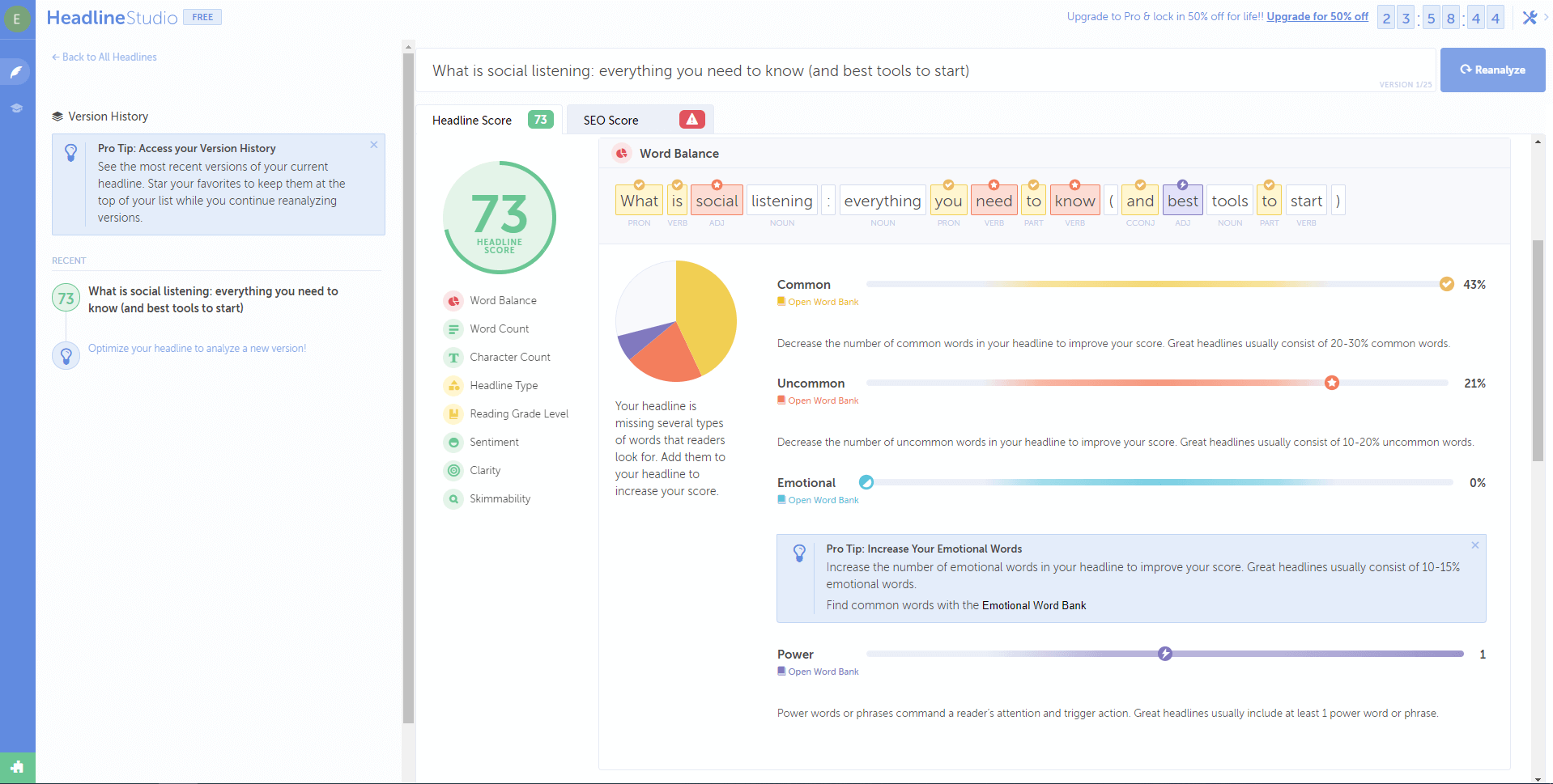 Headline Analyzer by CoSchedule to create attractive headings