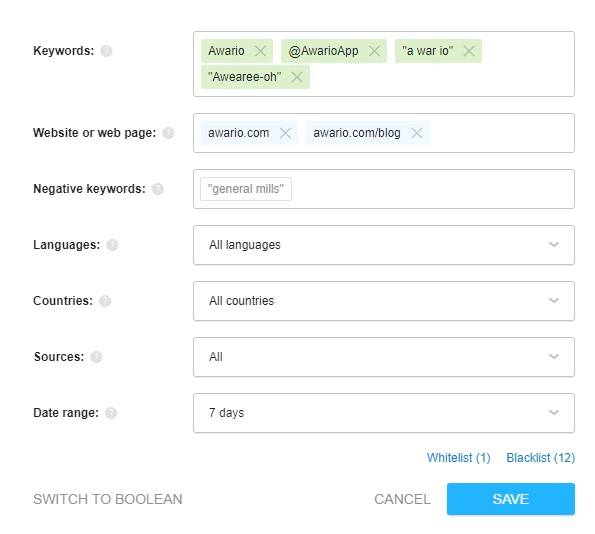 awario social listening tool monitoring