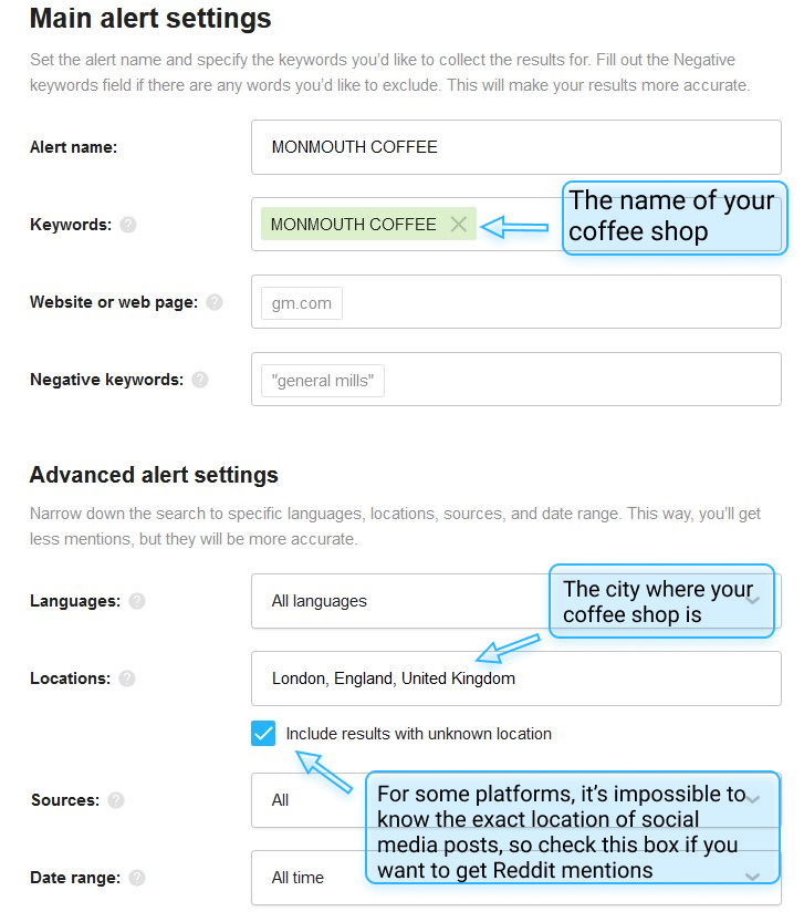 Social listening settings for coffee shops