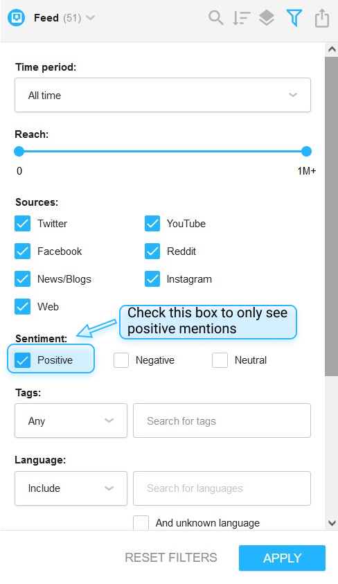 Awario's filters for social media monitoring