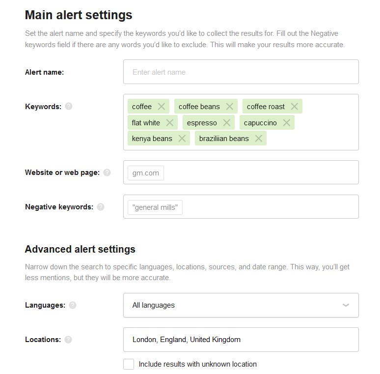 Influencers alert settings