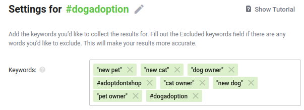 An example of keywords related to pet adoption