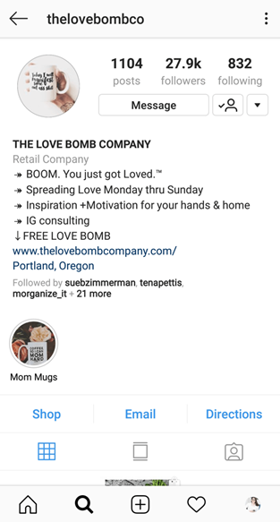 Instagram business bio sample