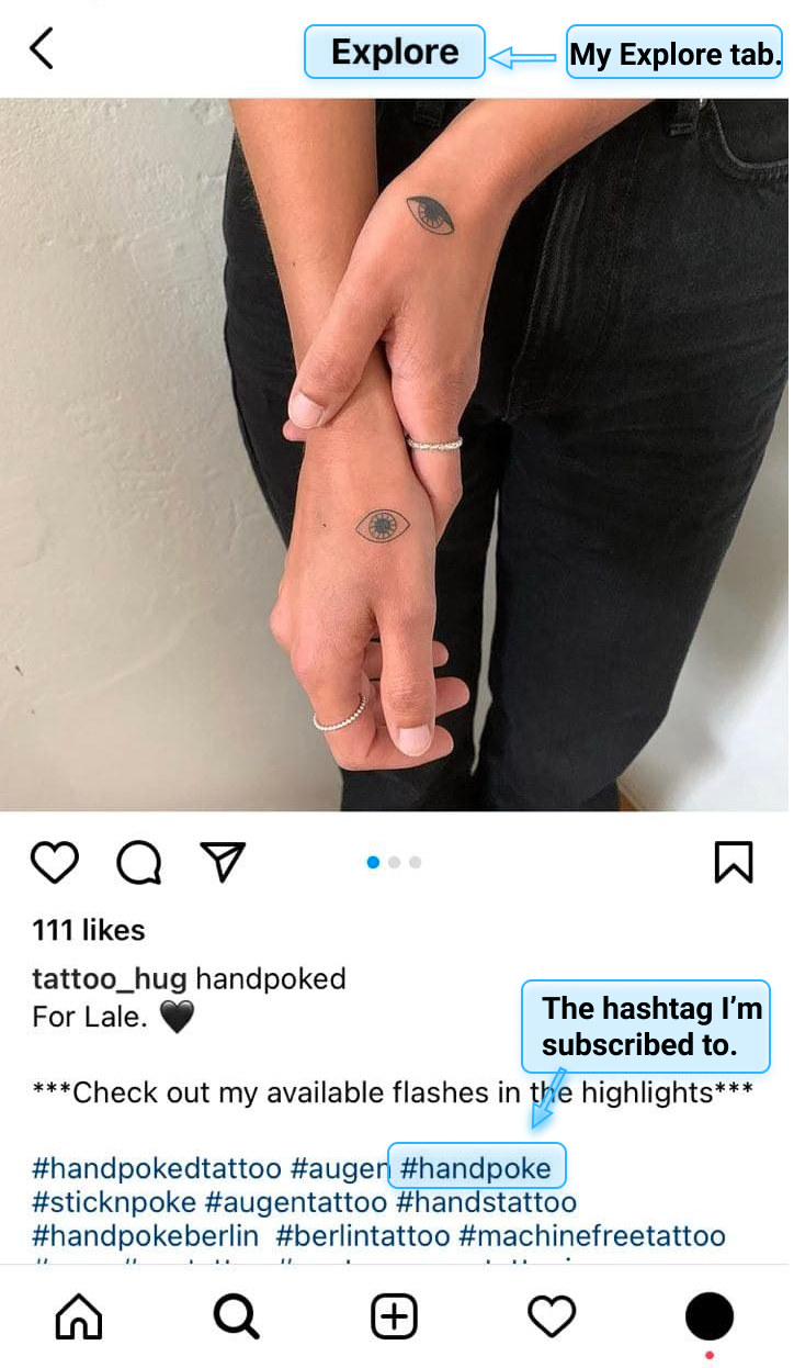 Hashtags on Explore tab