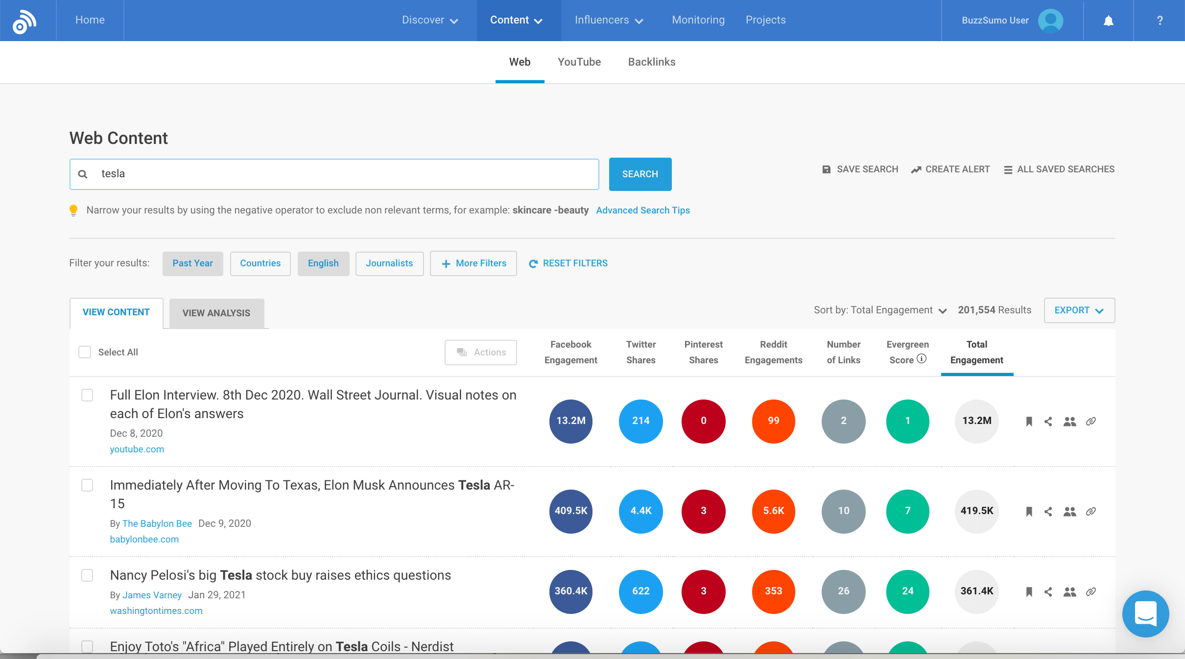 Buzzsumo interface