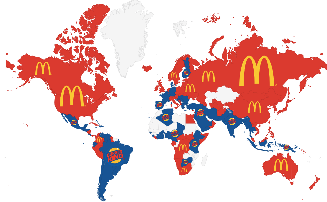 Mcdonalds Around The World Map Table Rock Lake Map