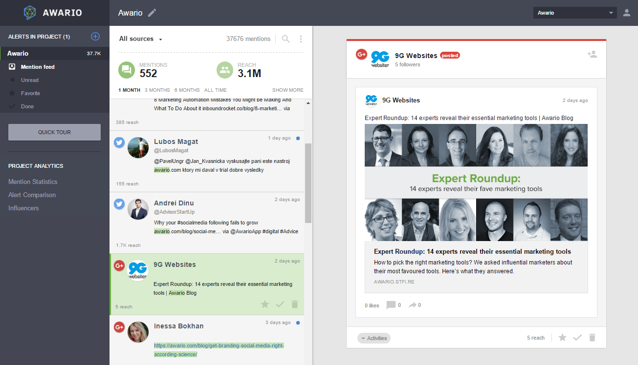 Awario social mentions