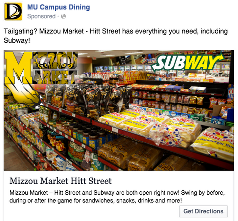 Mizzou facebook ad