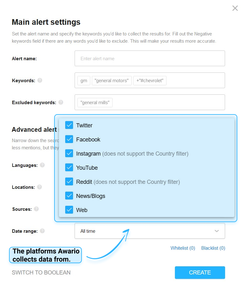 Awario's settings