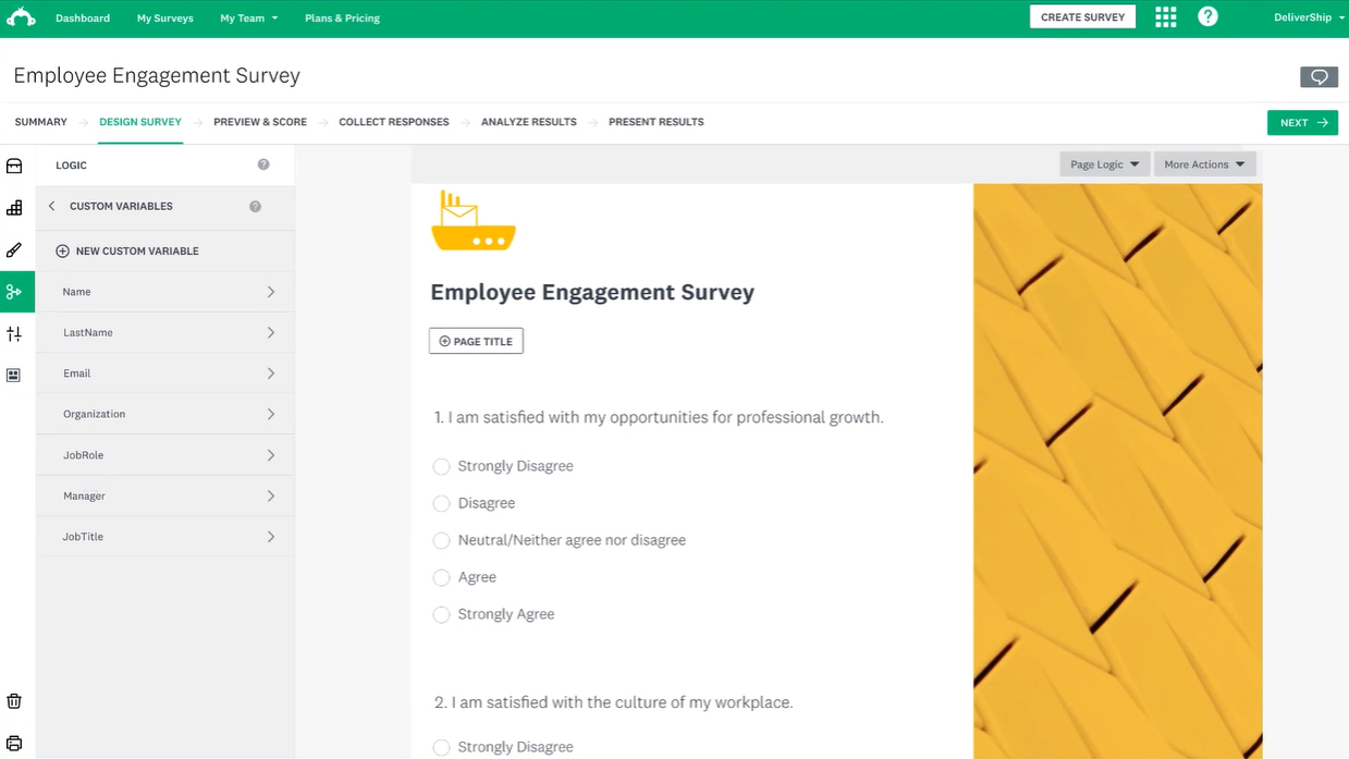 لوحة تحكم SurveyMonkey