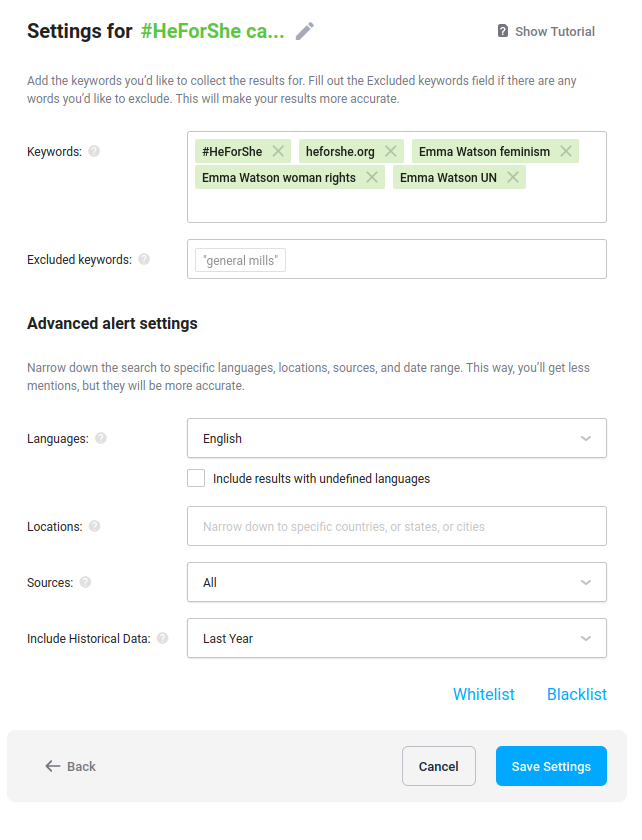 Awario's settings