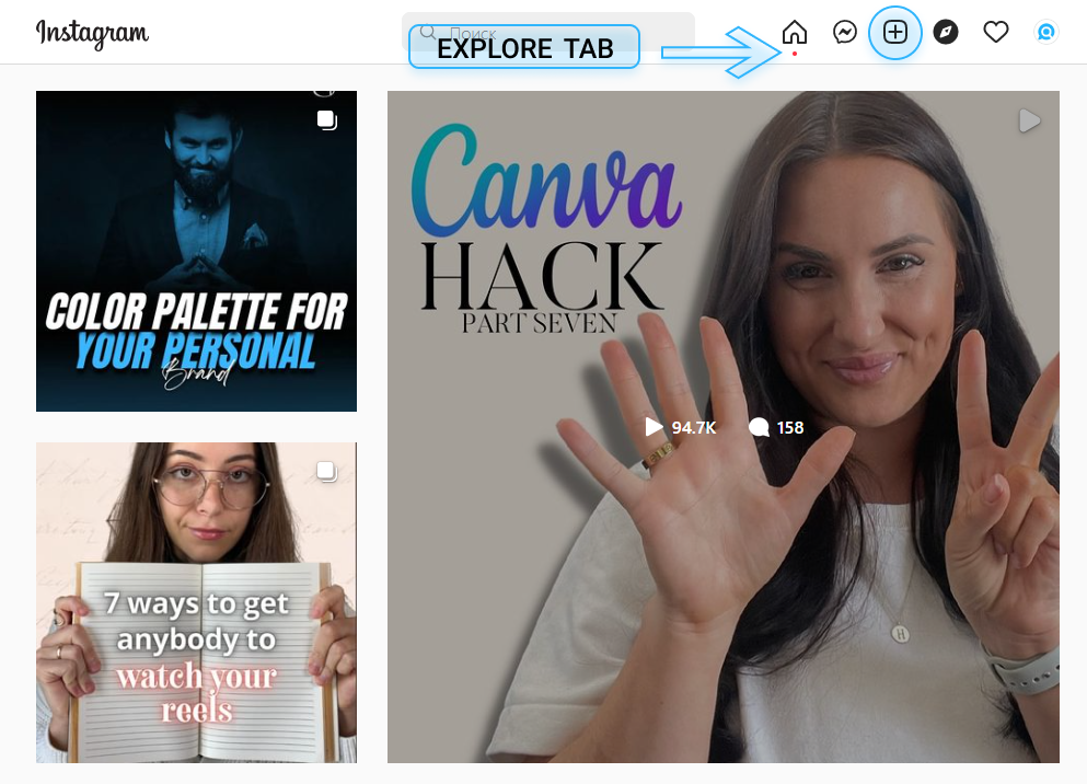 Explore tab on Instagram