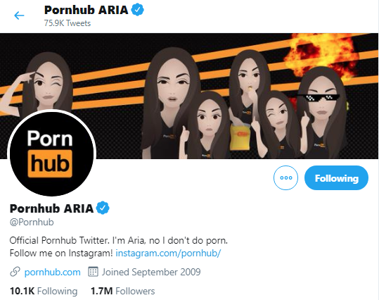 Pornhub’s social media channels are led by Aria, a witty and down-to-earth ...