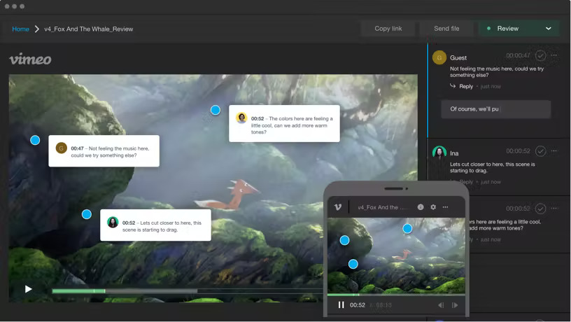 Vimeo's collaboration features